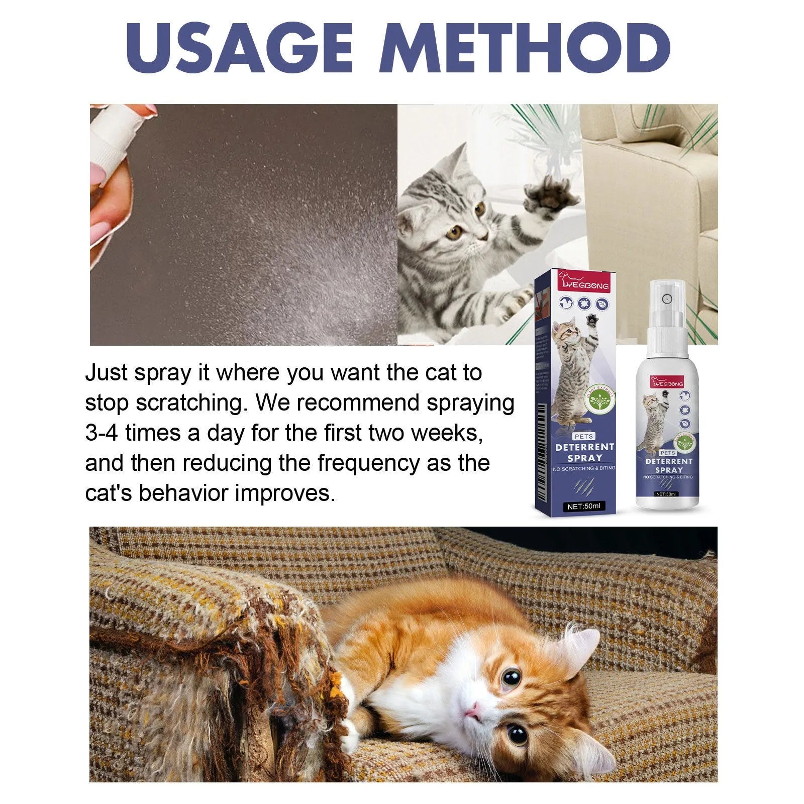 50ml boxed pet spray for stopping dogs and cats scratching doors and sofas