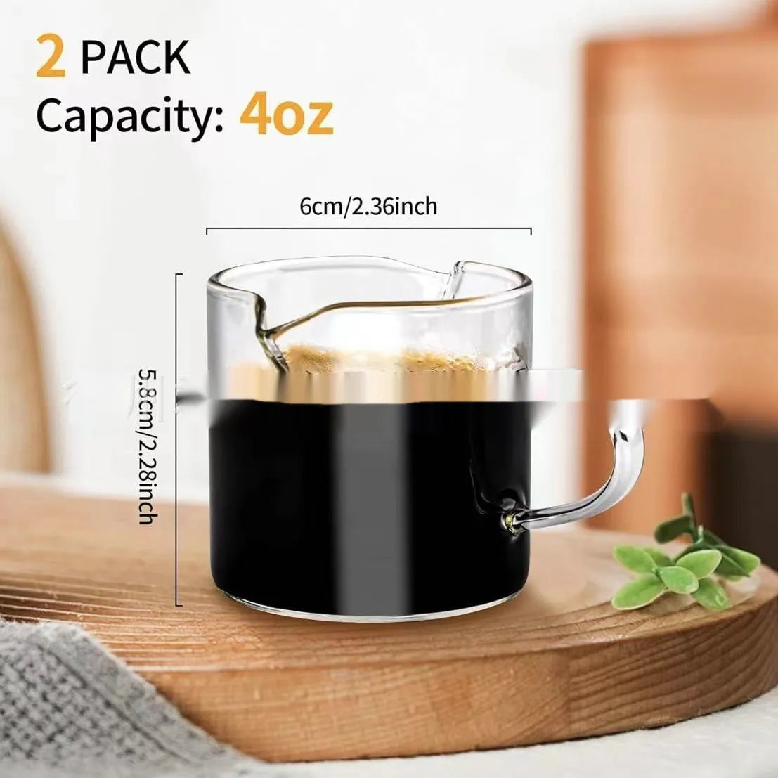 Transparent double-mouth coffee glass set with white accents in modern simplicity design