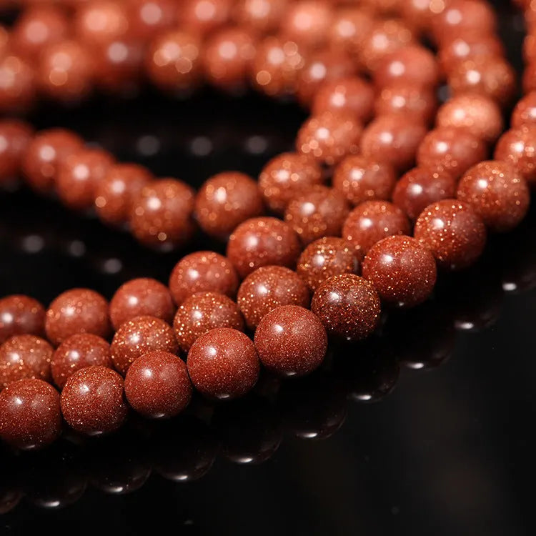 Golden star stone women's mantra bracelet with 108 nugget sand pieces and fu character design
