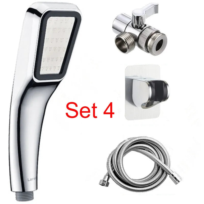 Orange hand-held pressurised shower set with rain function for bathroom installation