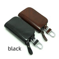 Genuine leather car key case with frosted finish in black and brown colours