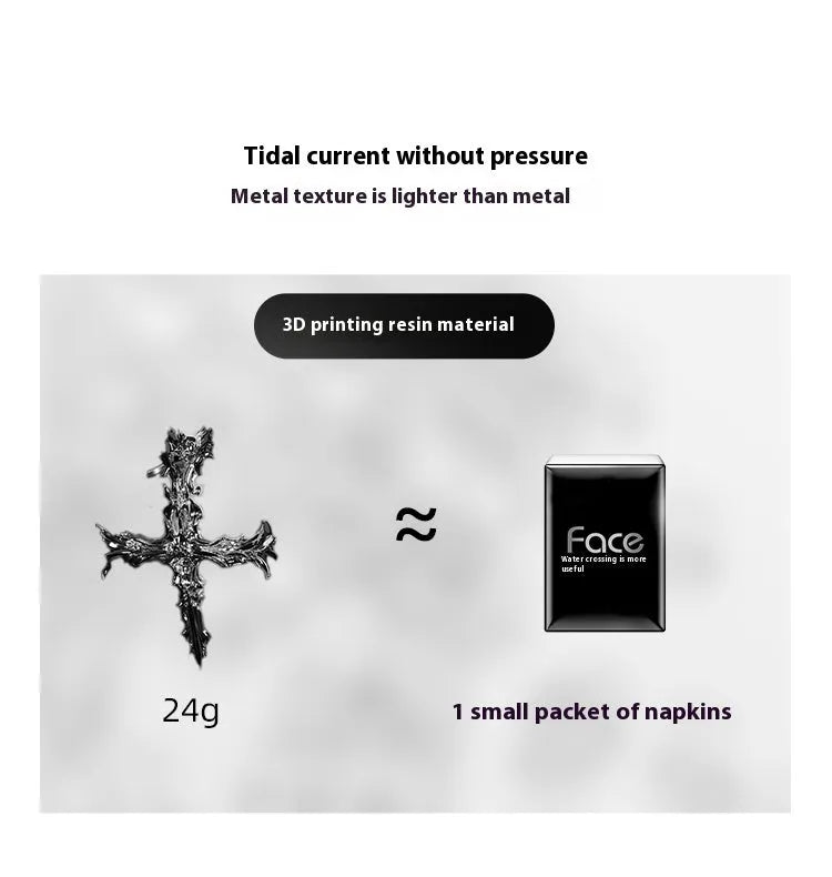 Gothic cross design hard resin cover for Apple AirPods Max headphones in black and silver.