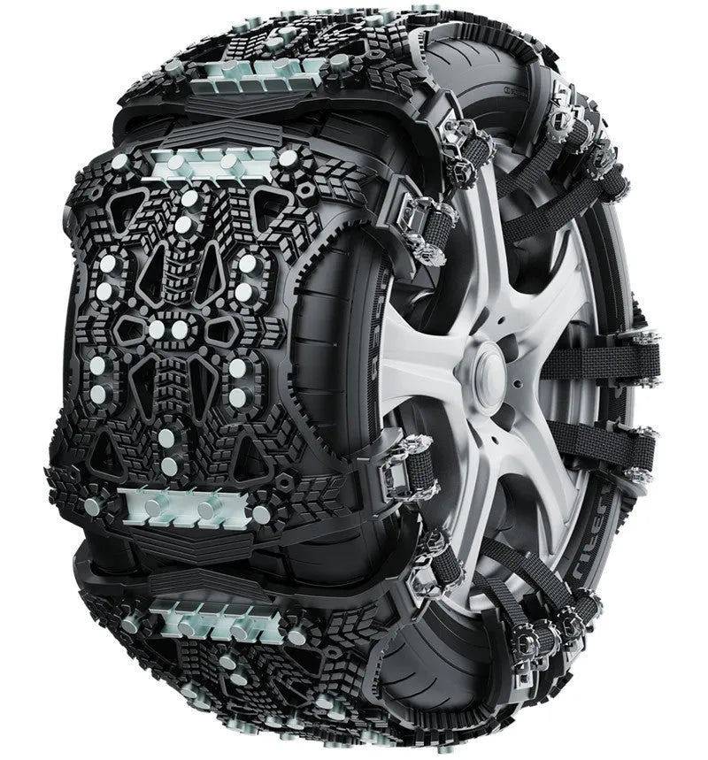 Universal car SUV snow chains with steel plate gear design and winter accessories