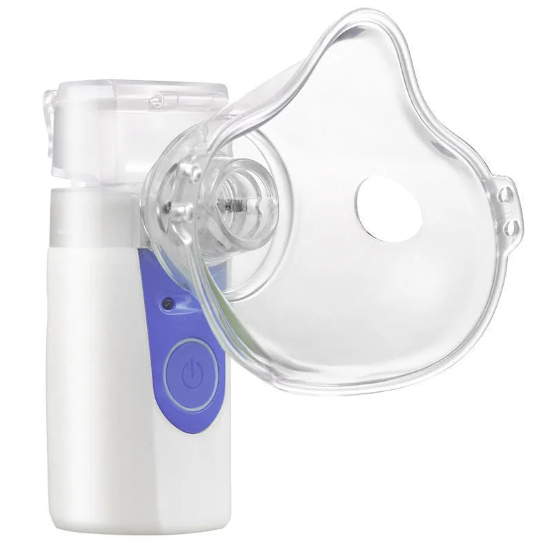 USB-powered handheld nebuliser with columnar plastic design and 0.5L water tank for children's respiratory relief
