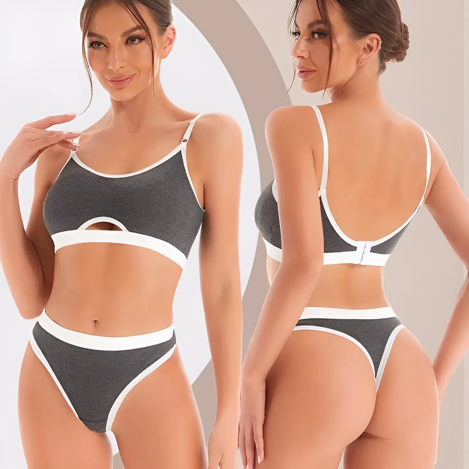 Cotton sports underwear vest set with fixed double-shoulder straps and thin mold cups in various colours