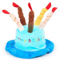 Blue dog birthday party hat for toy breeds measuring 21cm wide by 15cm deep