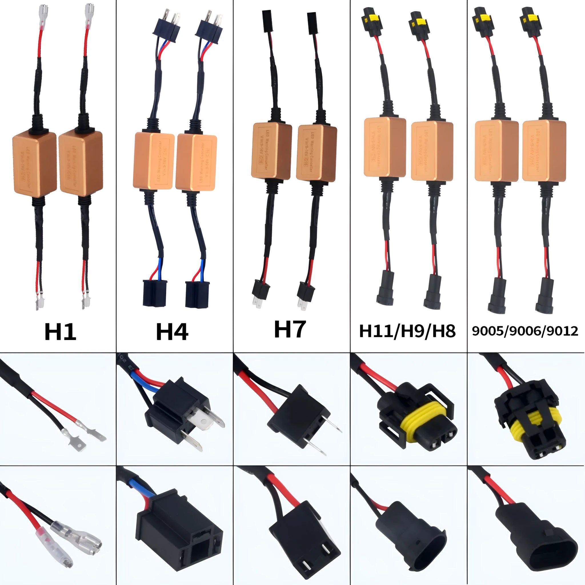 Black LED car headlight Canbus decoder adapter for H1 H4 H7 H11 H13 bulb compatibility