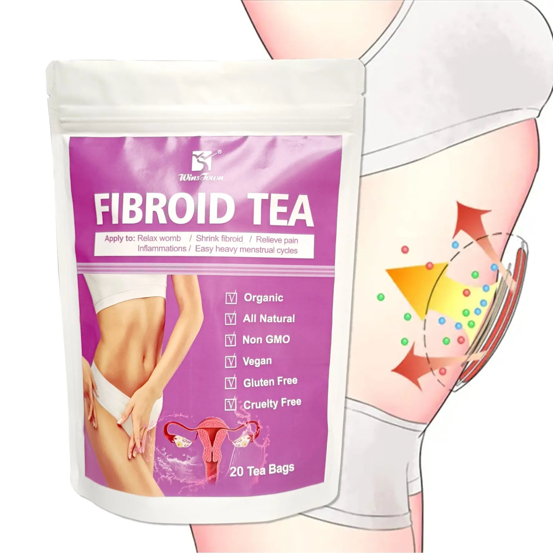 C83 Winstown Fibroid Herbal Tea pack designed for cold extraction brewing.