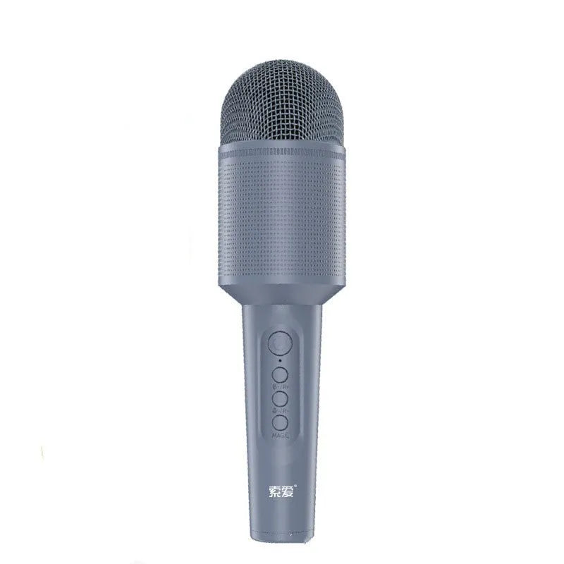 Wireless Bluetooth karaoke microphone in pink, blue, or green colour with USB port