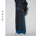 Spray colour gradient distressed vest and jeans suit with fleece lining in blue or black options