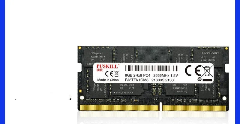 Single DDR4 260PIN SODIMM notebook memory bar module available in 4GB to 32GB capacities with 2400-3200MHz frequency support