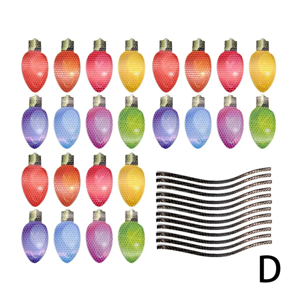 Christmas magnetic reflective bulb set showing white honeycomb bulbs and magnetic wires for car decoration