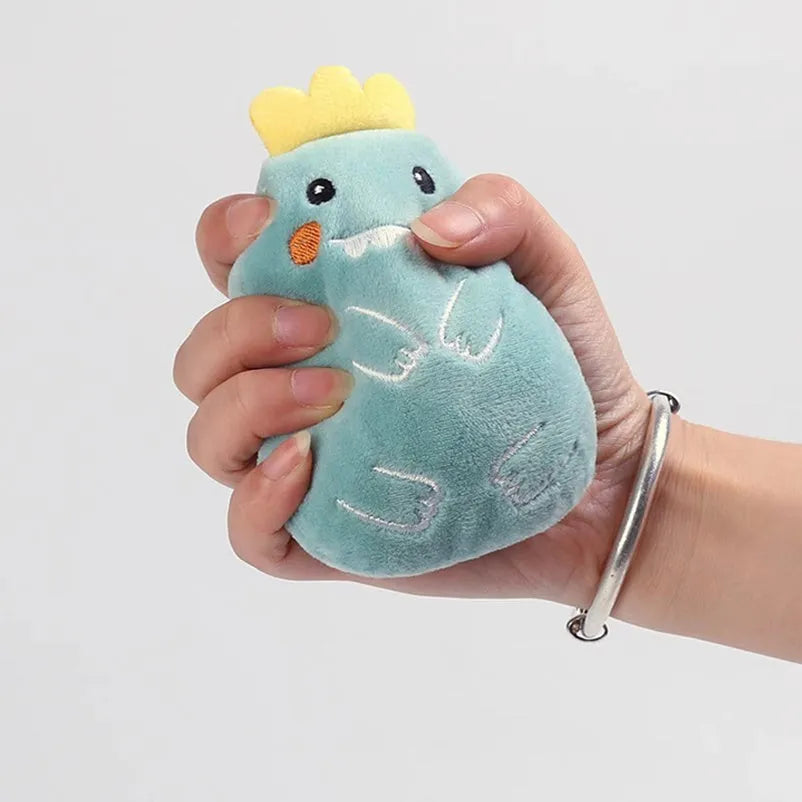 Small plush cat toy with catnip for teeth grinding and chewing play, measuring 11cm long in various animal designs and colours