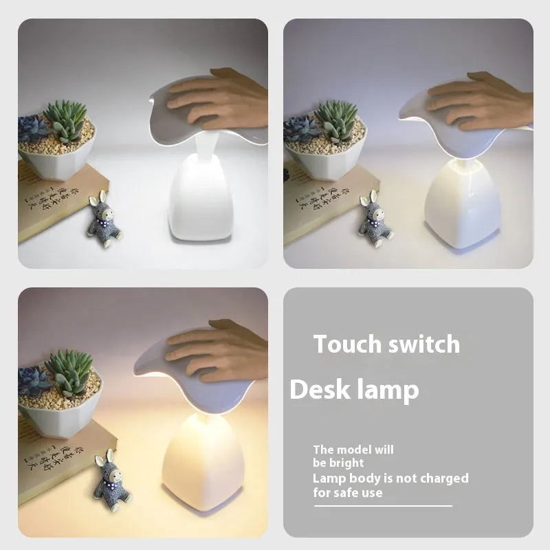 White modern LED desk lamp with eye protection technology and touch control switch