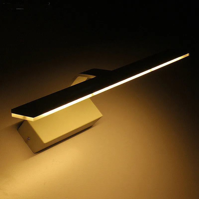 White LED mirror headlight mounted on wall showing positive white light illumination