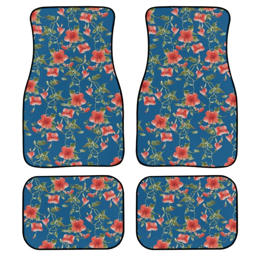 Printed rubber car foot mat set with 20mm thickness and waterproof lining shown in black