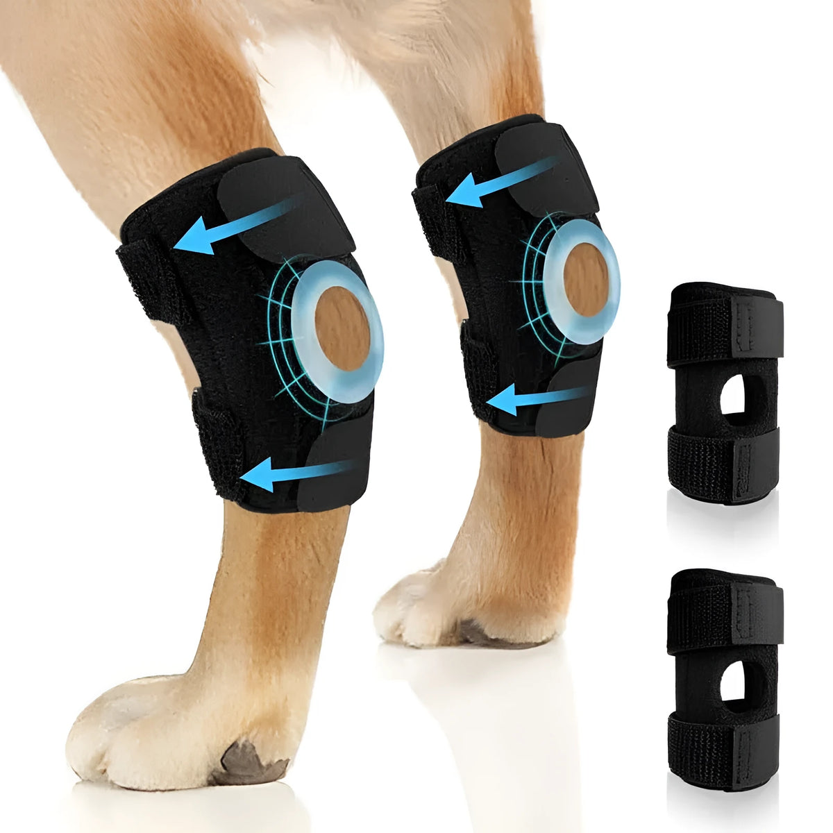 Black polyester dog leg guard for ACL rehabilitation and joint dislocation protection
