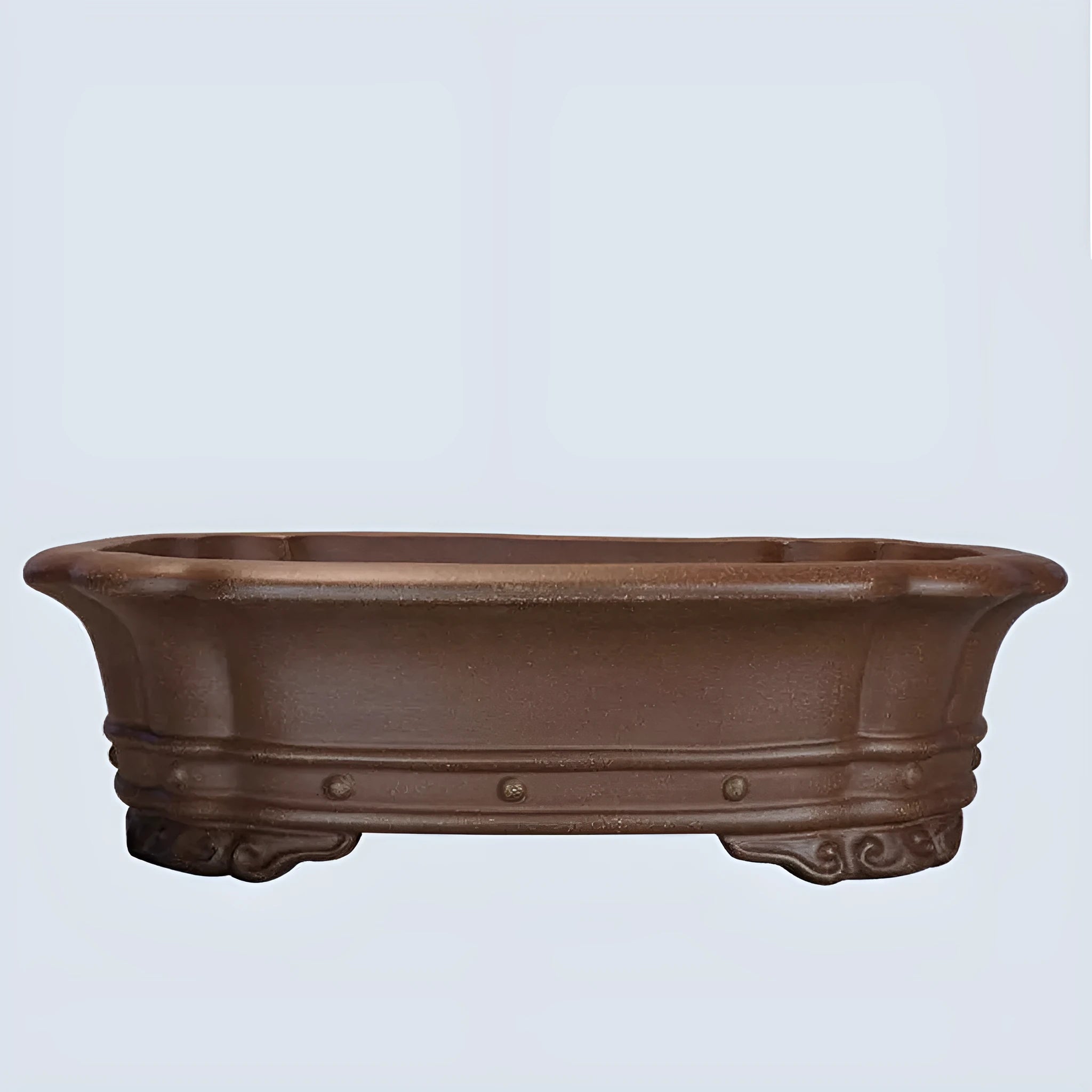 Purple sand rectangular begonia flower pot with plain antique design for desktop plants