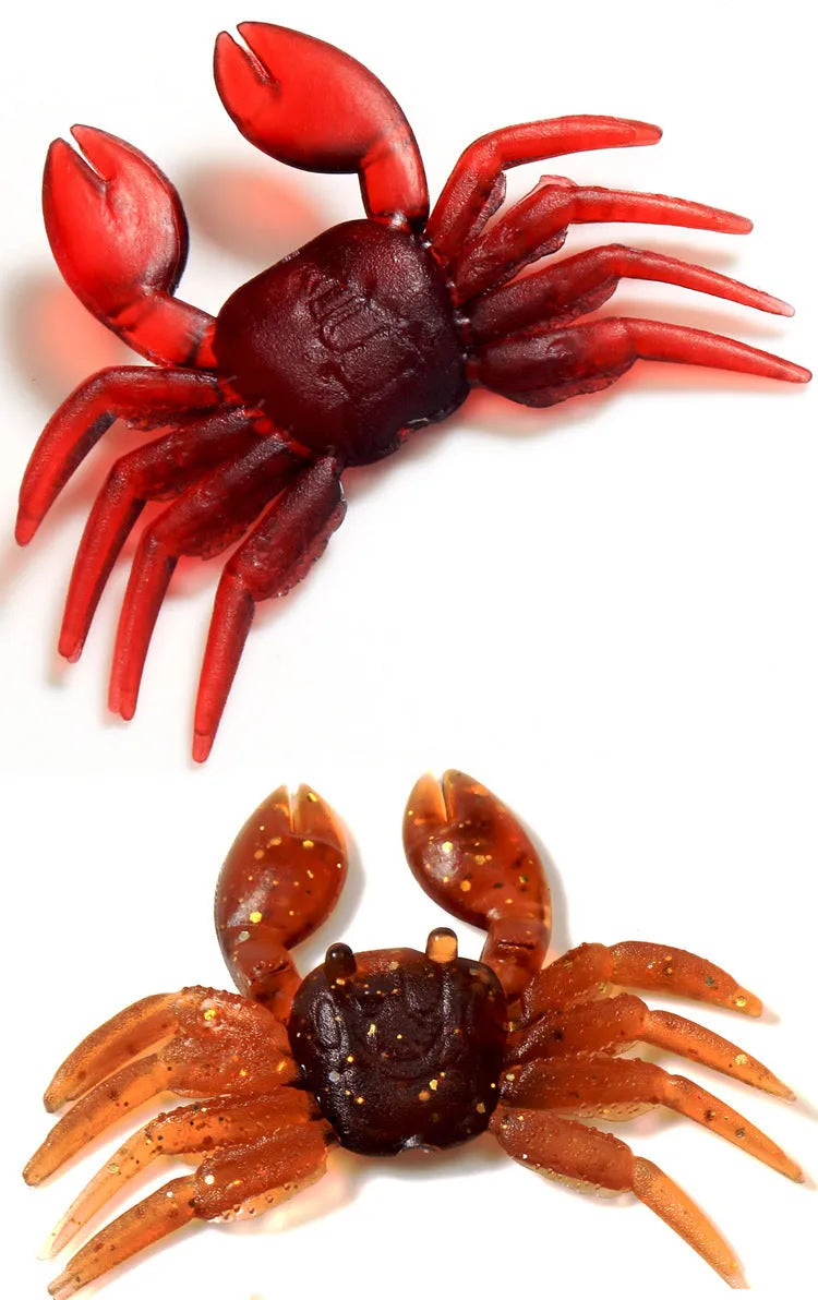 8CM PVC artificial crab lure body in red and brown colours for fishing
