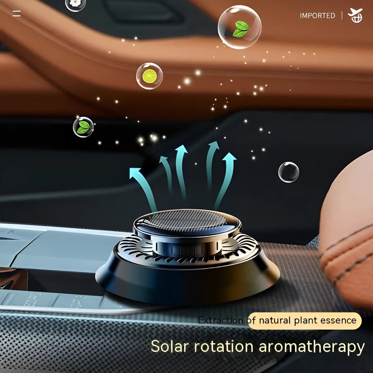 Black solar electromagnetic de-icing device with aromatherapy decoration for car dashboard