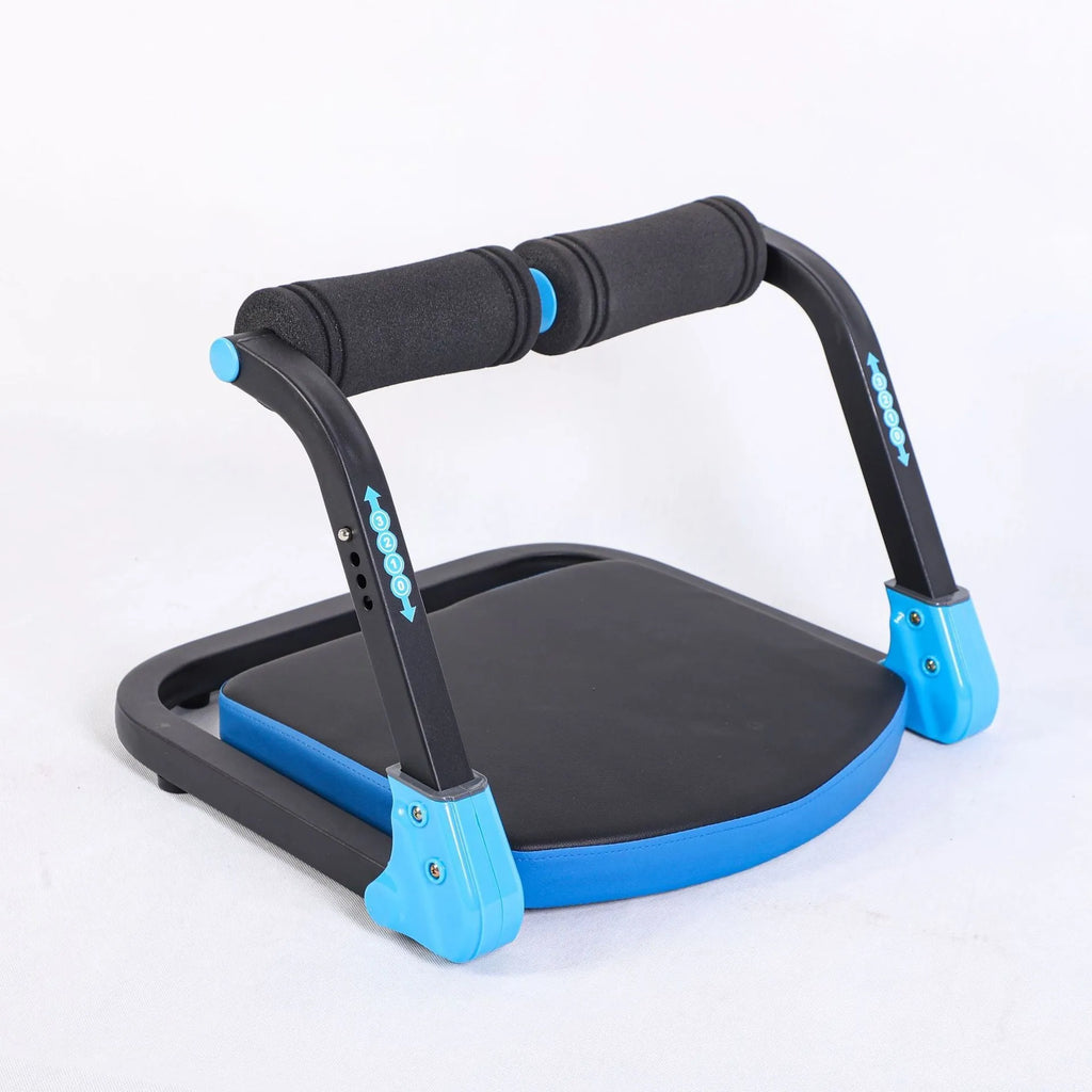 Mini abdominal fitness device in sky blue and red colours for home and office workouts