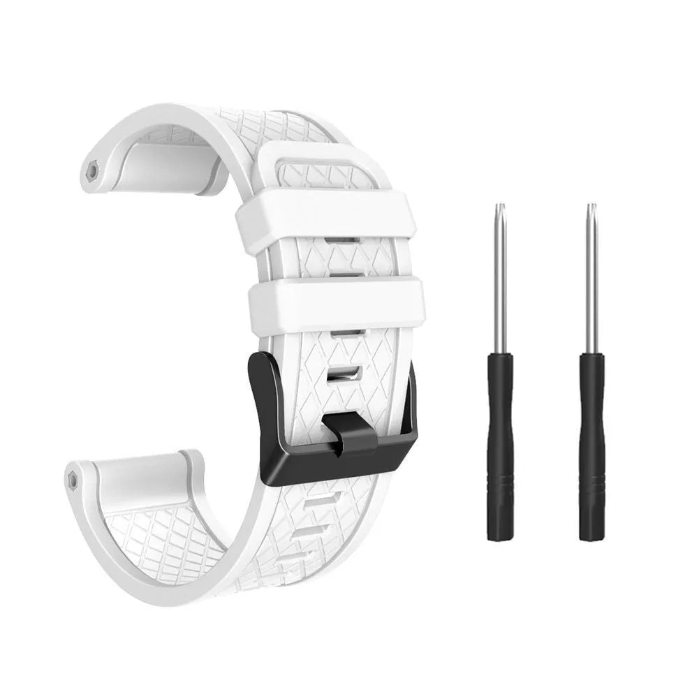 Jiaming 26mm silicone sports watch strap with stainless steel buckle in multiple colour options.