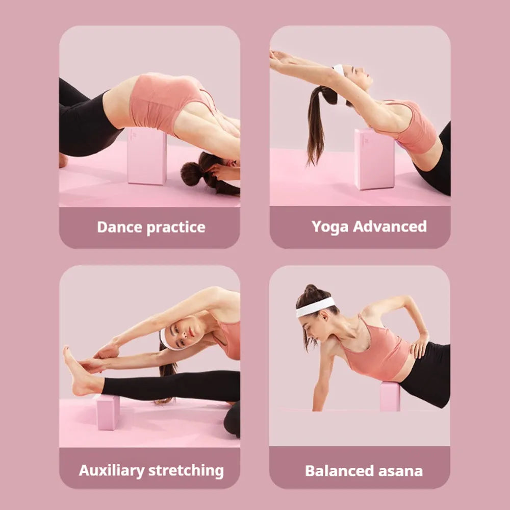 Solid colour EVA foam yoga brick with hexagonal ridged design for balance training