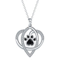 Women's necklace with dogs and cats paw prints pendant on cross chain