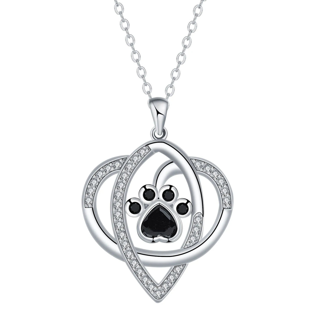 Women's necklace with dogs and cats paw prints pendant on cross chain