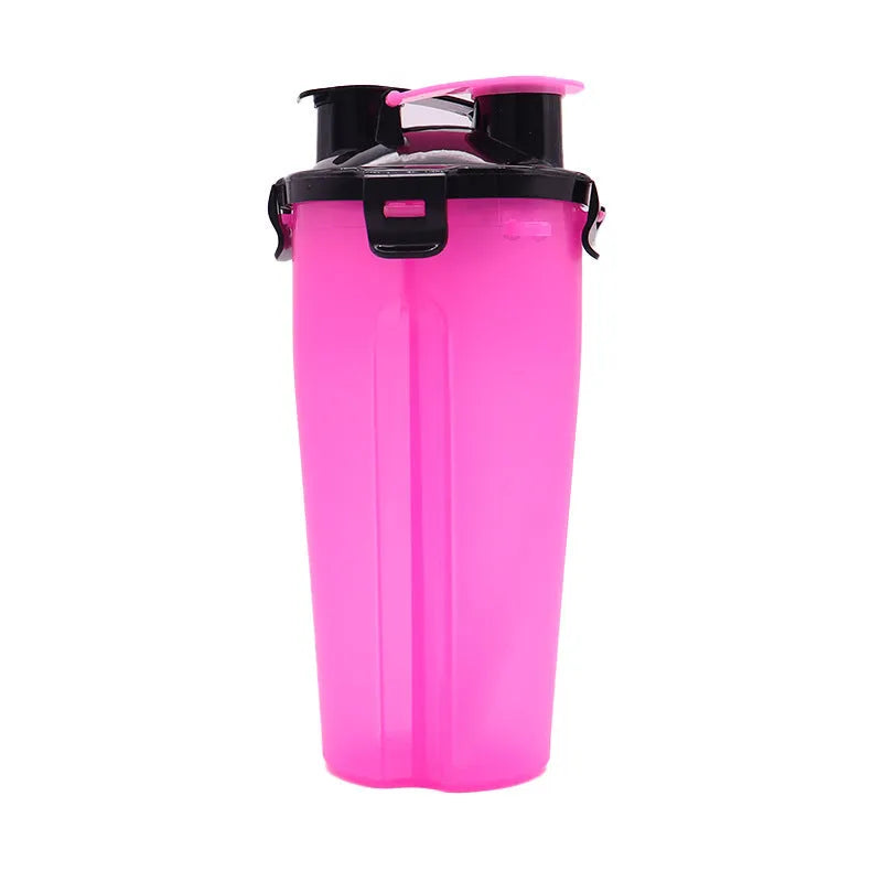 Portable 2-in-1 pet water and food cup in multiple colours with water and food compartments