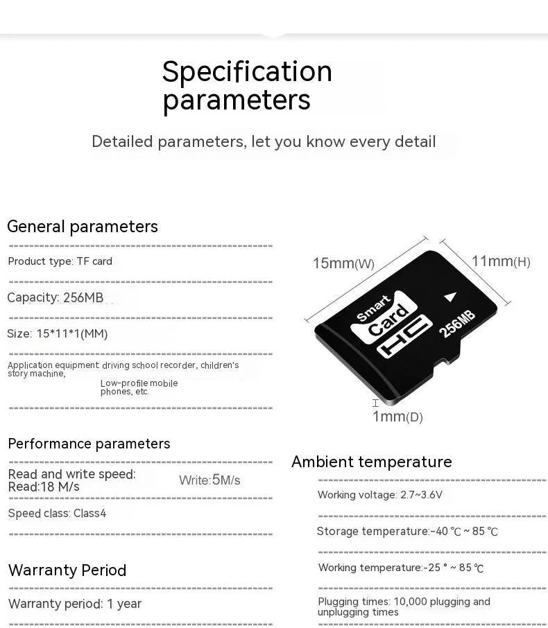 256MB TF series microSD memory card with beautiful packaging