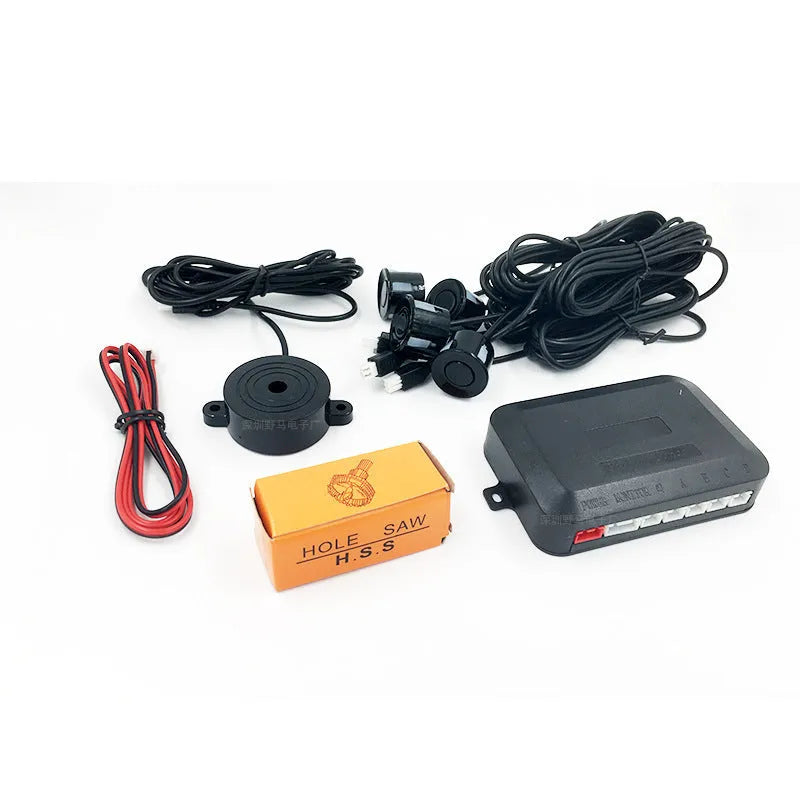 4-probe buzzer reversing radar car parking sensor kit with ultrasonic sensors and installation tools