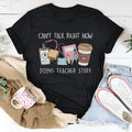Straight cut loose fit cotton t-shirt in black with short sleeves and round neck.