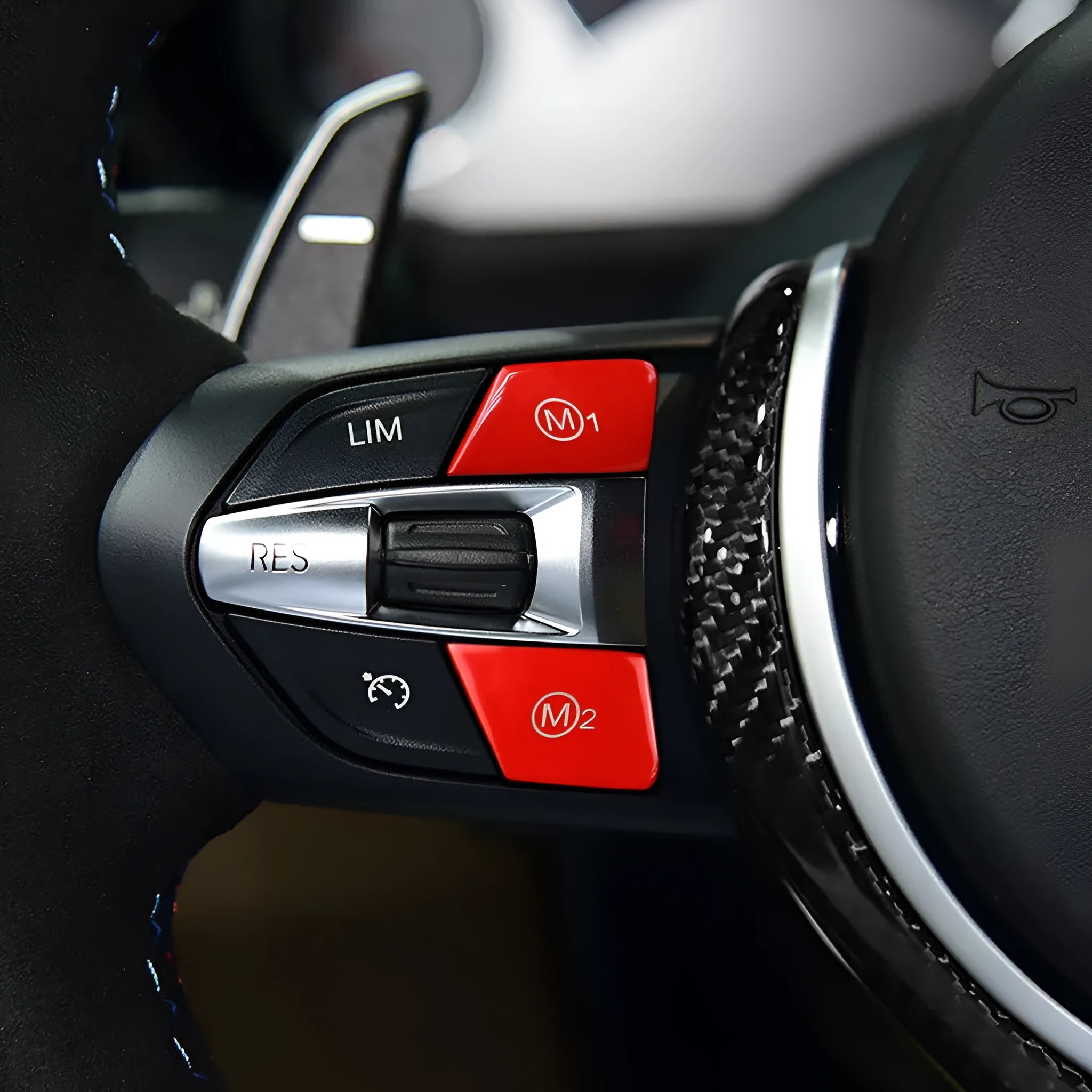 BMW steering wheel M1 M2 replacement buttons in red and blue colours for F30 F34 models