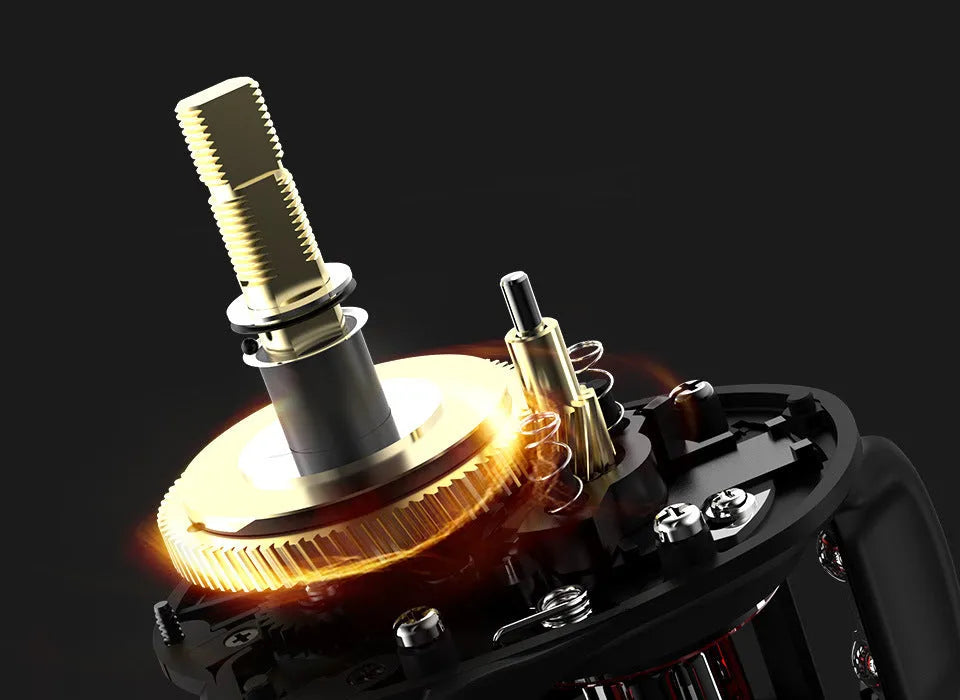 Drip wheel fishing reel kit with rod and line showing left and right hand wheel options