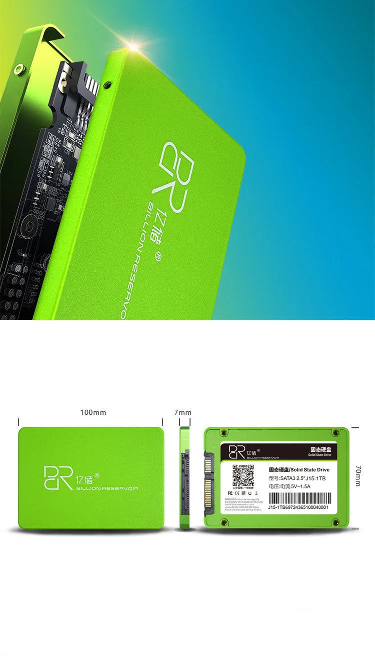 Black 2.5-inch solid state drive with personalised decoration and SATA3.0 interface