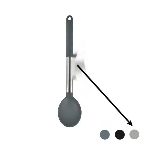 12 piece silicone kitchenware set with rotating storage bucket including ladle spatula and food clip in black