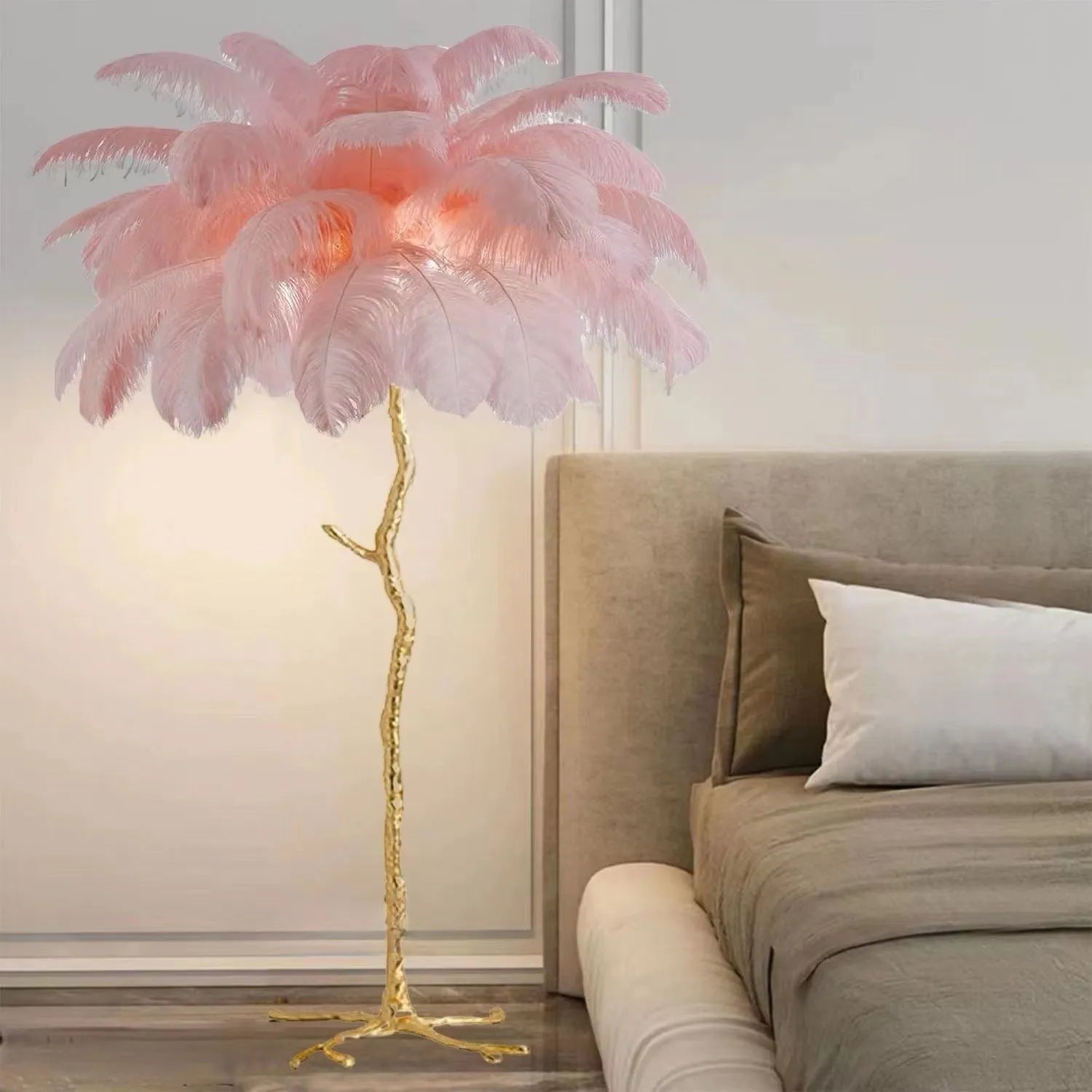 Decorative resin feather floor lamp with 32 feathers standing 170cm tall