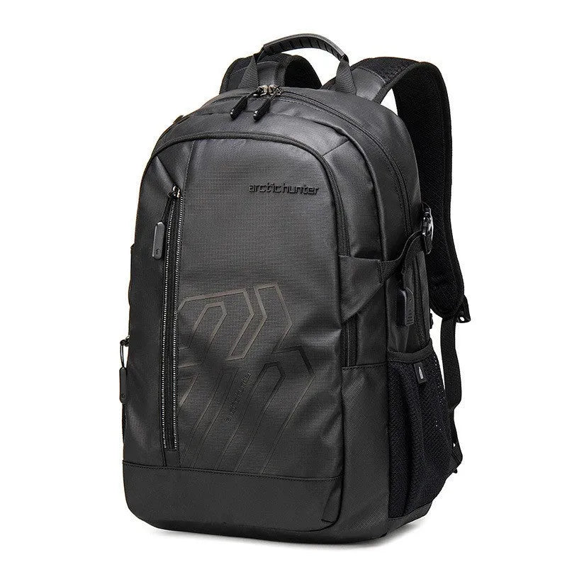 Blue plaid 18 inch casual computer backpack with curved shoulder straps and 20-35L capacity