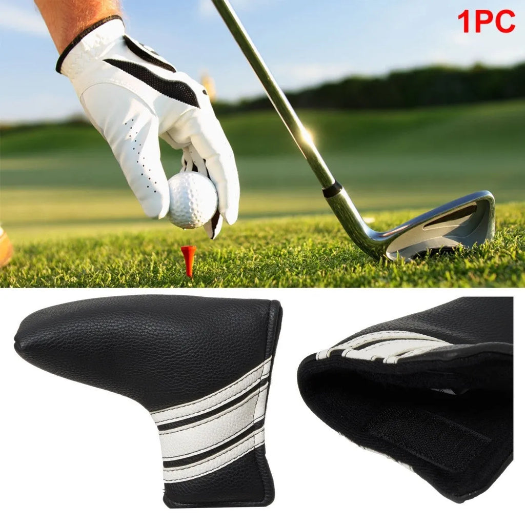 Black PU leather golf club head cover push rod case for driver woods irons protection