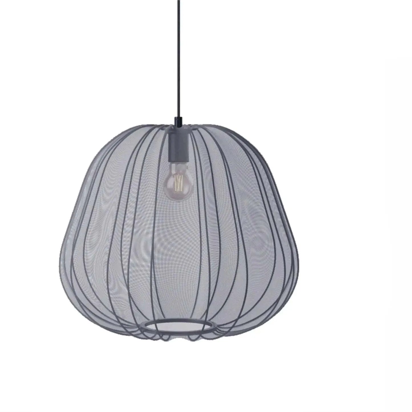 Japanese style net pumpkin ceiling lamp with iron construction and LED lighting in white finish