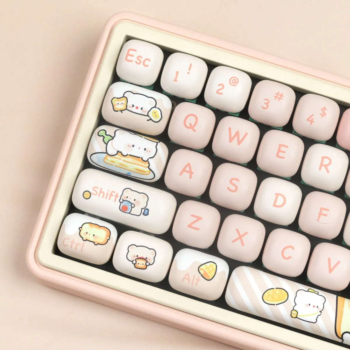 MOG profile PBT keycap set with steamed bread design and bread bear thermal sublimation print