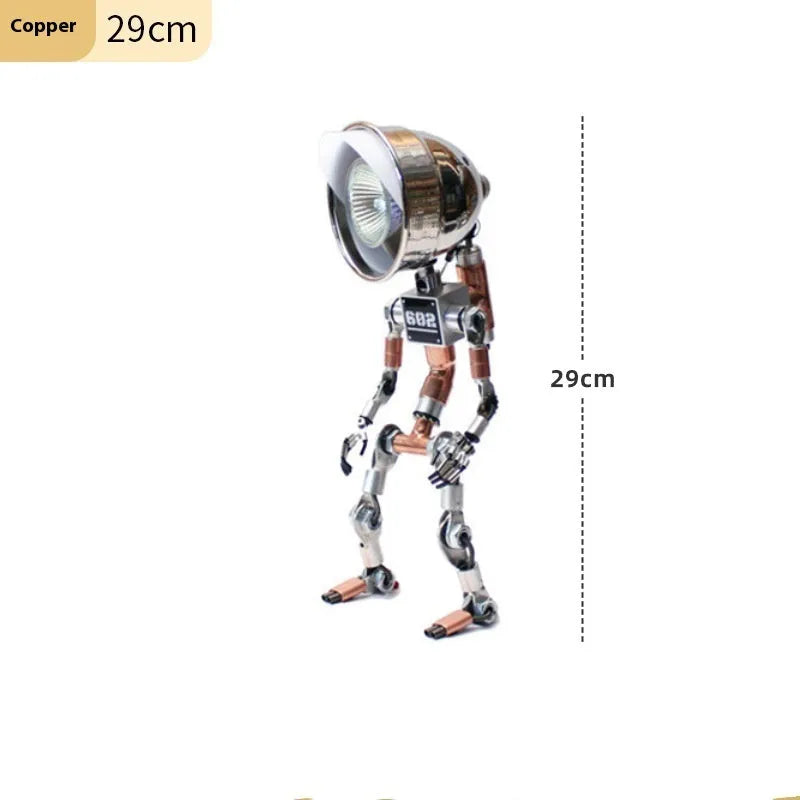 Silver copper robot atmosphere light body available in 22cm and 29cm sizes for study decor