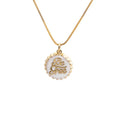Copper bottle cap pendant necklace on a 40cm box chain with 18K gold electroplated finish