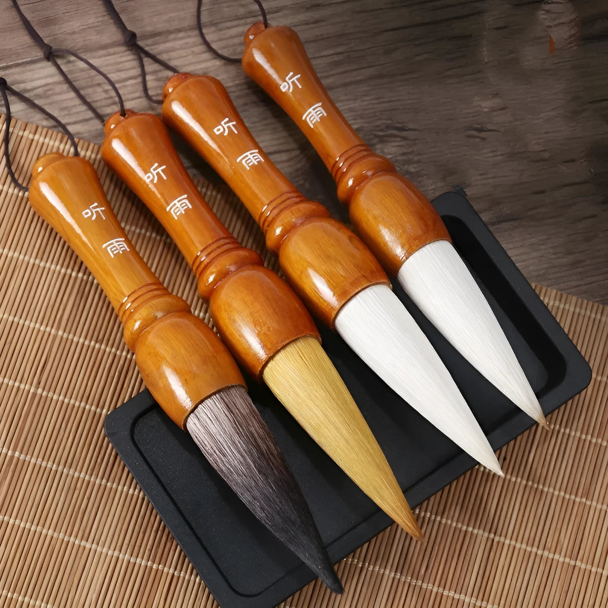 Large traditional Chinese calligraphy brush with sheep hair bristles in transparent packaging