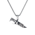 Men's silver skull necklace with alloy pendant and chain in sports style