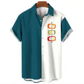 Men's striped Hawaiian short sleeve button-up shirt in a four-sided elastic fabric.