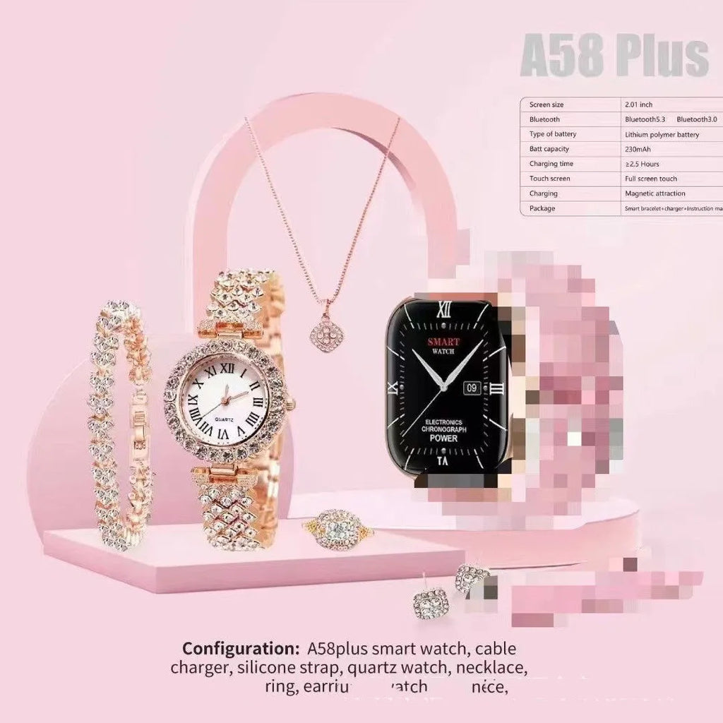 A58plus smart watch in black with touch screen display and adjustable head strap