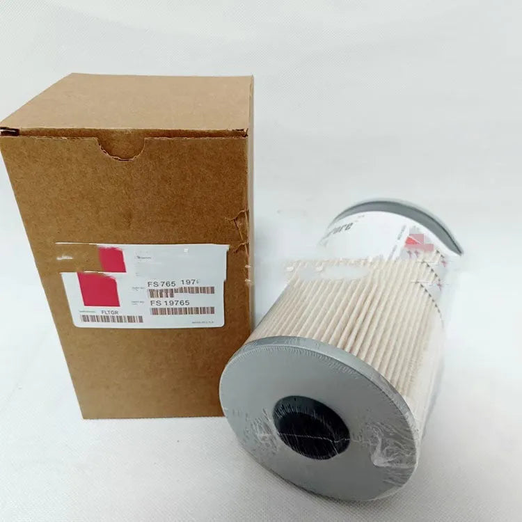 FS19764 diesel fuel filter for generators with dimensions and 10mm ports shown.