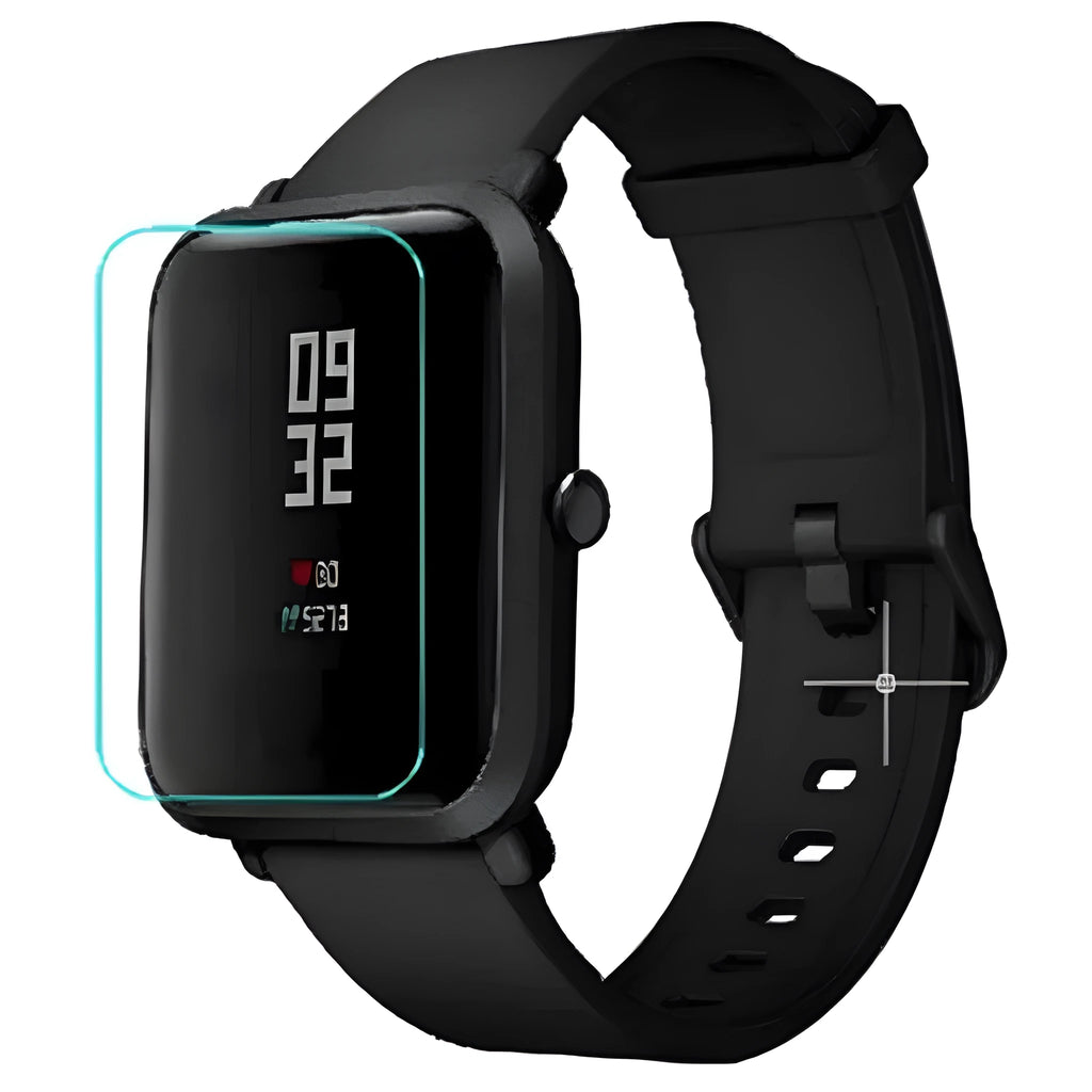 Amazfit Bip S smartwatch with transparent TPU hydrogel screen protector applied